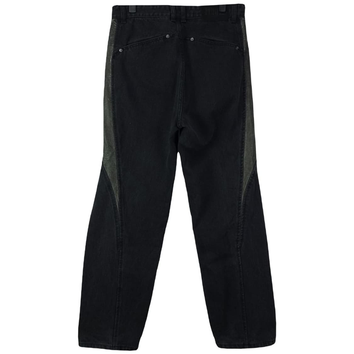 [비슬로우 퍼플] 레더 도킹 바이커 데님 팬츠 청바지 M17993 상품이미지3