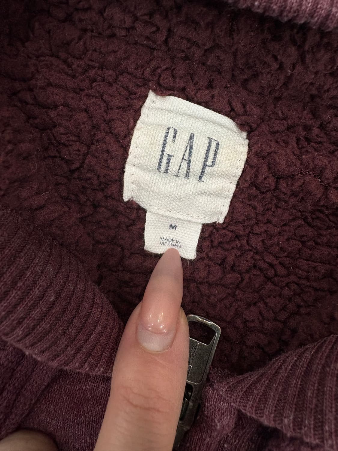 Gap 갭 양털 후드집업 버건디m 상품이미지3