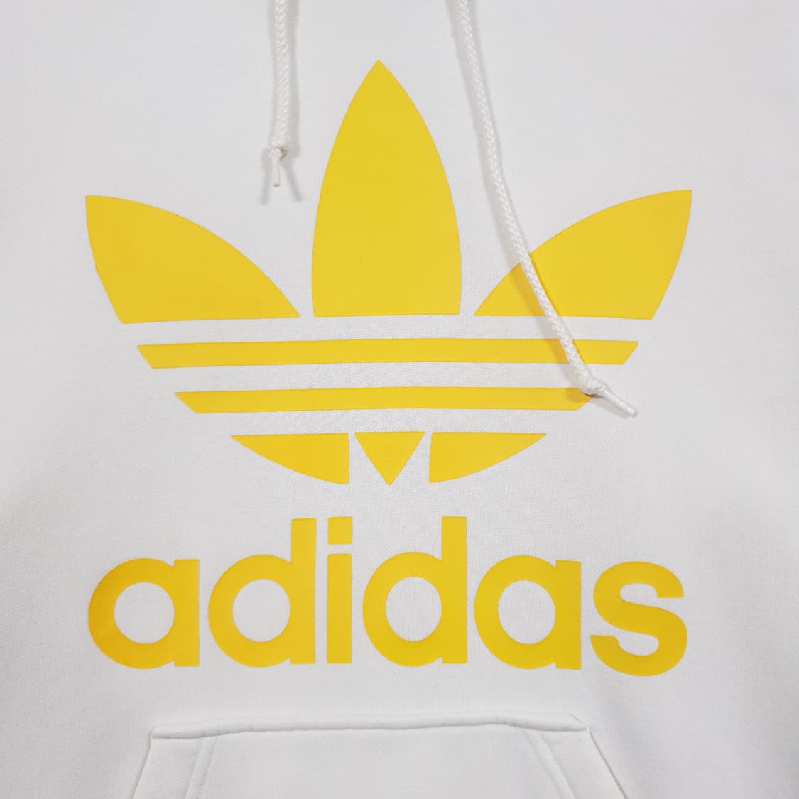 L) 아디다스 파이어버드 트레포일 빅로고 후드티 화이트 옐로우 100 상품이미지2