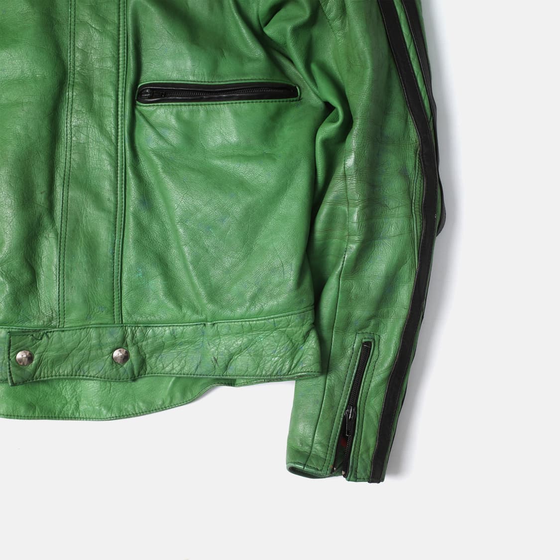 1970's Damen Leathers Green Motorcycle J 상품이미지2