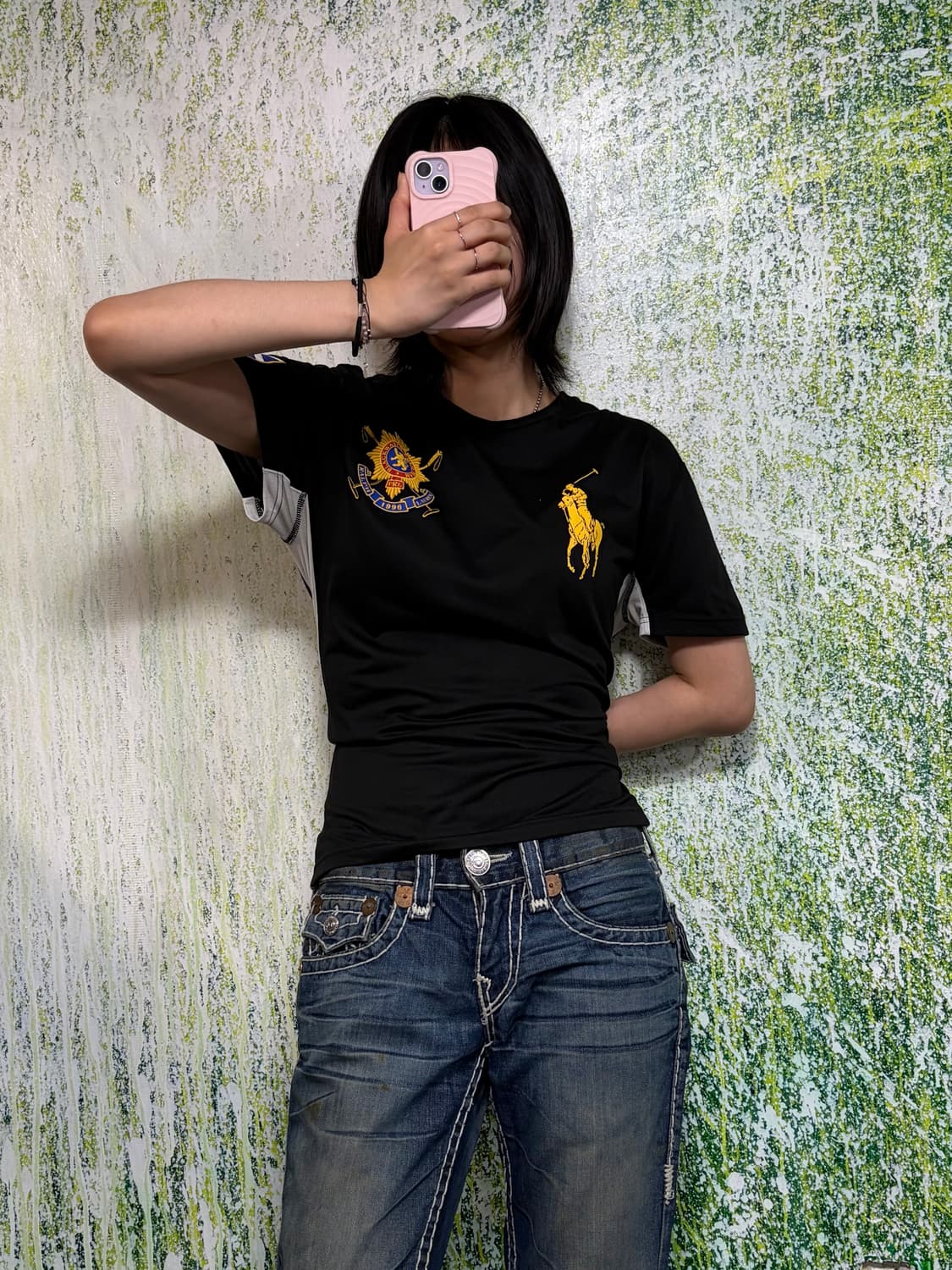 폴로 빅포니 치프키프 블랙와치 블록코어 블랙 배색 반팔 티셔츠 S 상품이미지1