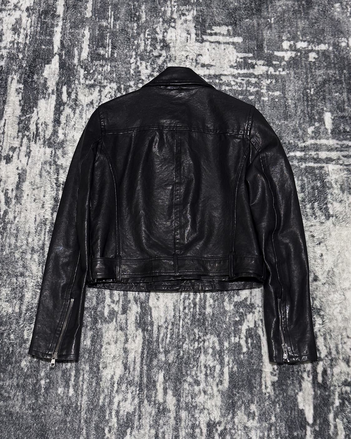 {Egoist} Belted Leather Rider Jacket  상품이미지3