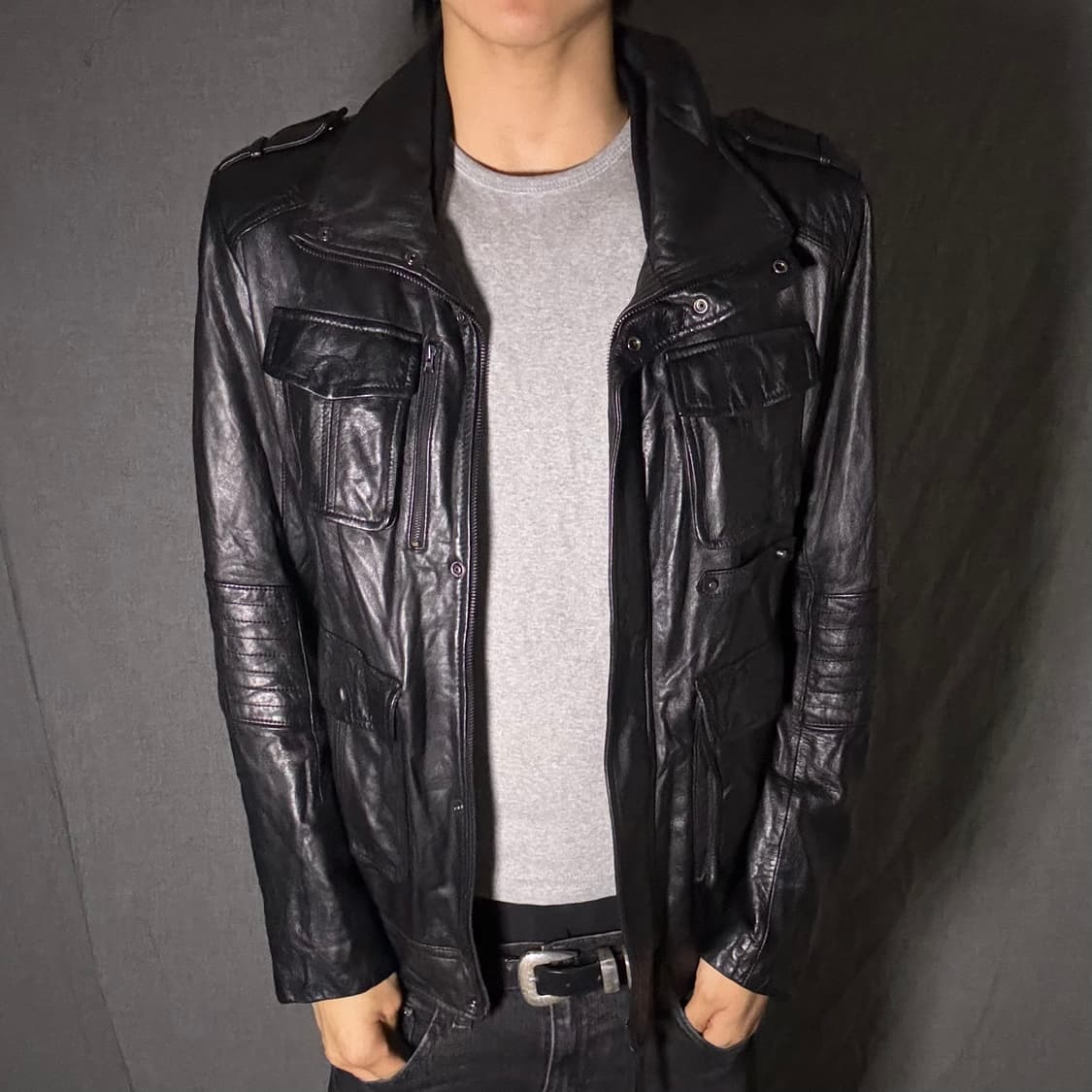 lamb skin pocket leather jacket 상품이미지2