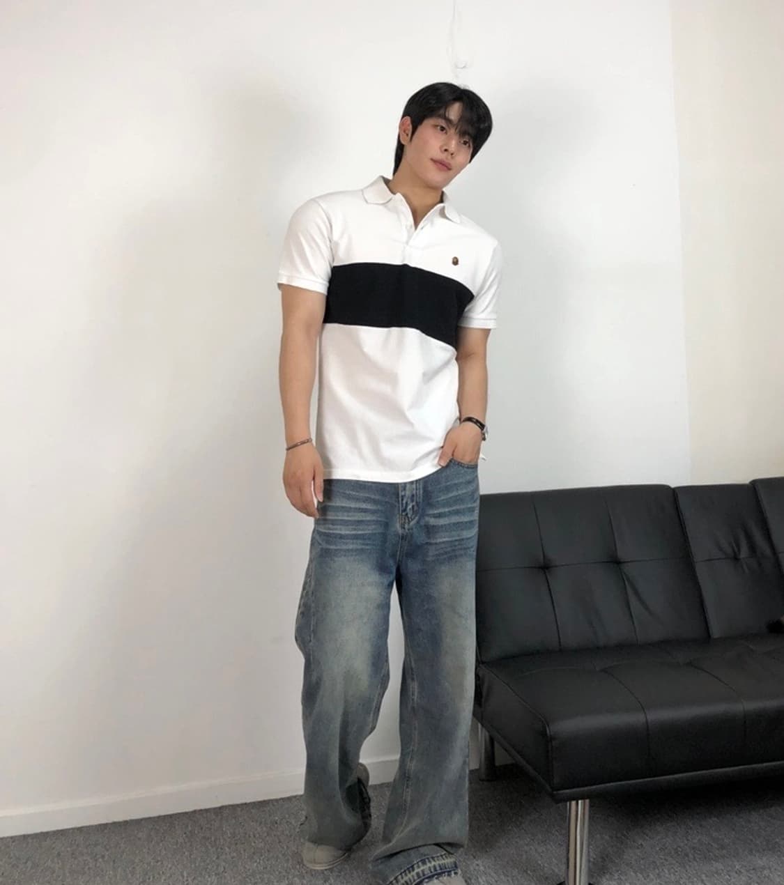 베이프 정품 헤드로고 pk 흰검 상품이미지1