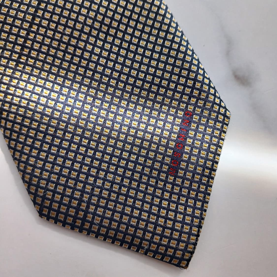 모스키노 실크 네이비 마이크로 패턴 넥타이 8.3cm A등급 A18428 상품이미지8