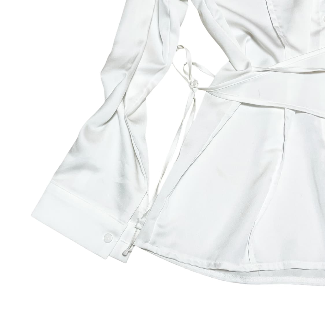 satin String Detail Wrap Shirt_White 상품이미지6