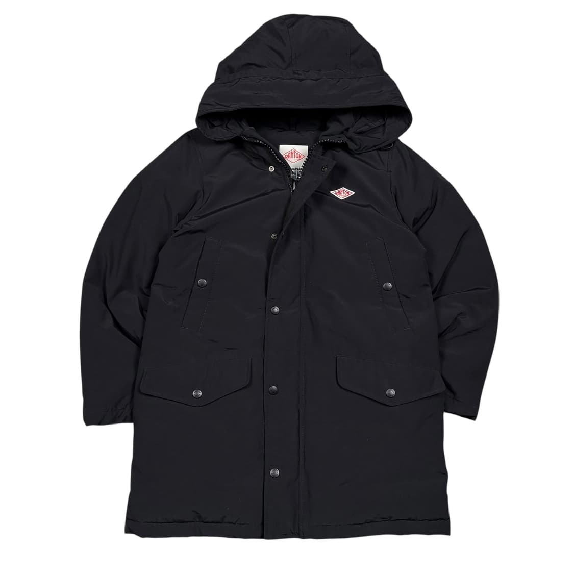 단톤 블랙컬러 투웨이 지퍼 롱 패딩 상품이미지1