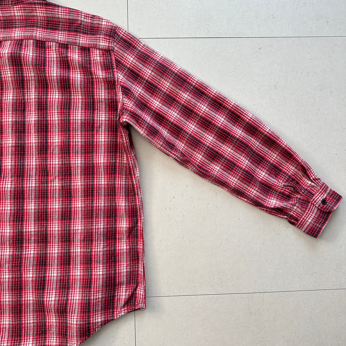 90s EDWIN 에드윈 빈티지 레드 체크 플란넬 셔츠 XL  상품이미지8
