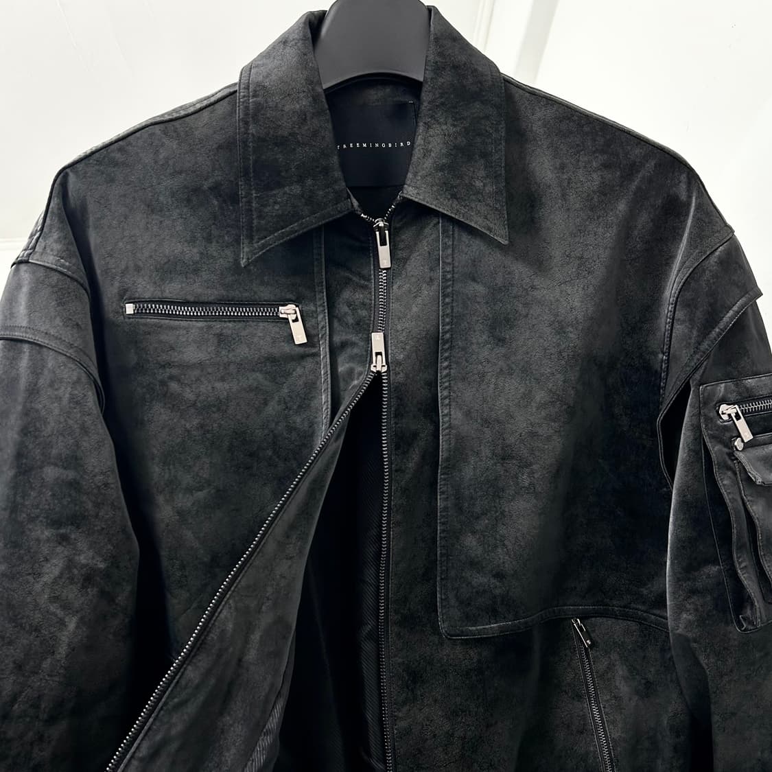 트리밍버드 스웨이드 매트 블랙 레더 자켓 상품이미지8