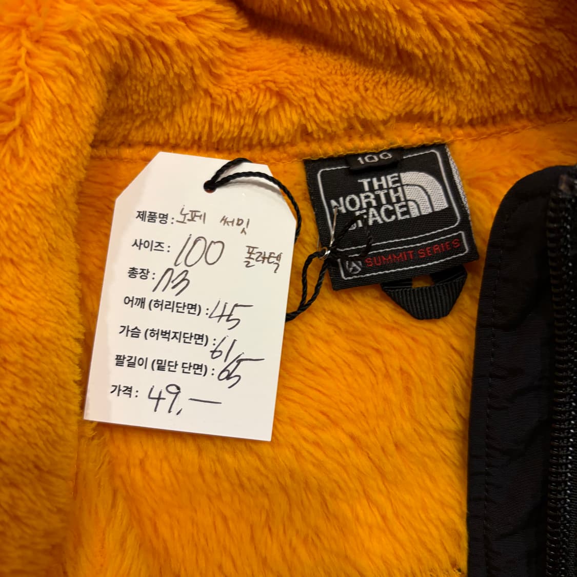 [100] 노스페이스 써밋 폴라텍 플리스 후리스 자켓 옐로우 D91 상품이미지5