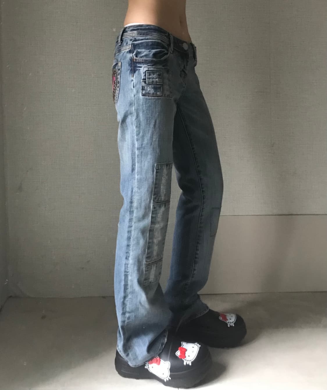 빈티지 패치워크디테일 부츠컷 데님팬츠 상품이미지3