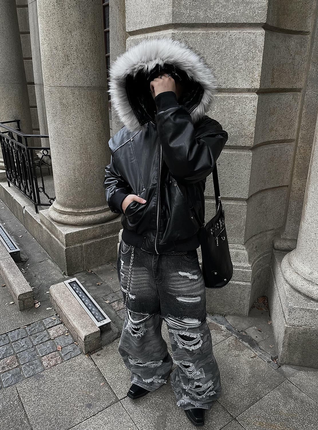 비엑세스 퍼자켓 [DARKFOG] Faux Leather Jacket 상품이미지5