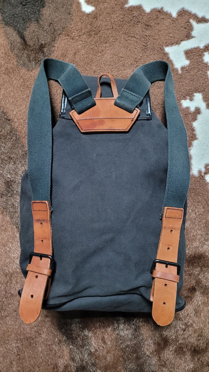 일본 빈티지 가죽 패브릭 백팩 상품이미지5