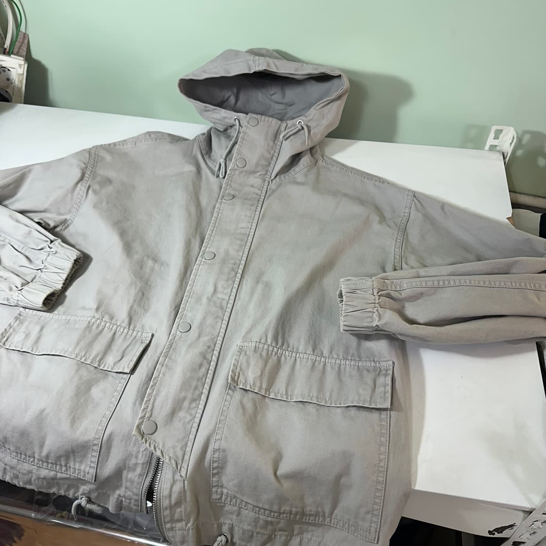 M 파르테멘토 시멘트그레이 크롭오버핏 투웨이 후디 코튼자켓 상품이미지1