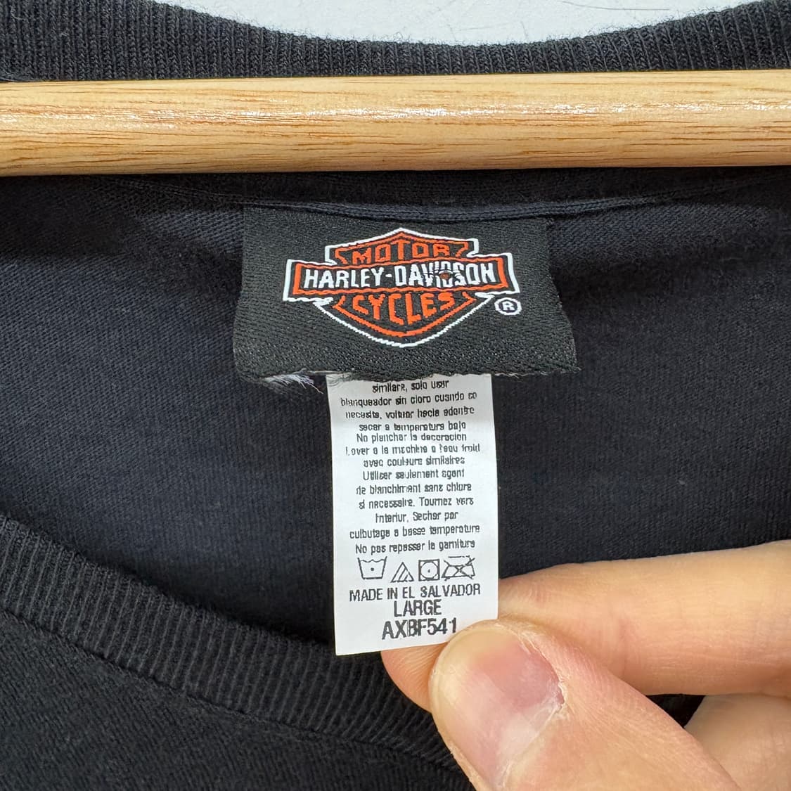 할리데이비슨 블랙 V넥 반팔 티셔츠 여성 L 상품이미지4