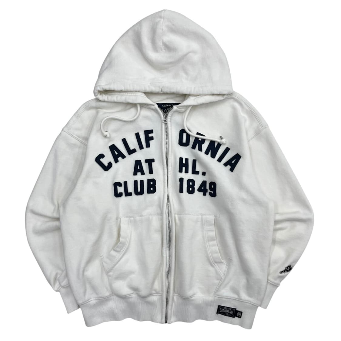 후아유 네이비 패치로고 화이트 후드집업 S 상품이미지2