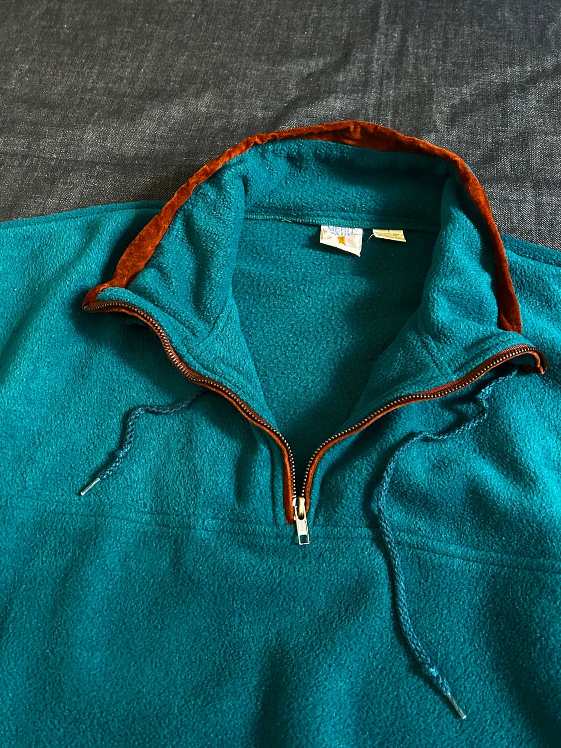 90~00s 쿼터집 풀오버 플리스 틸 컬러 상품이미지4