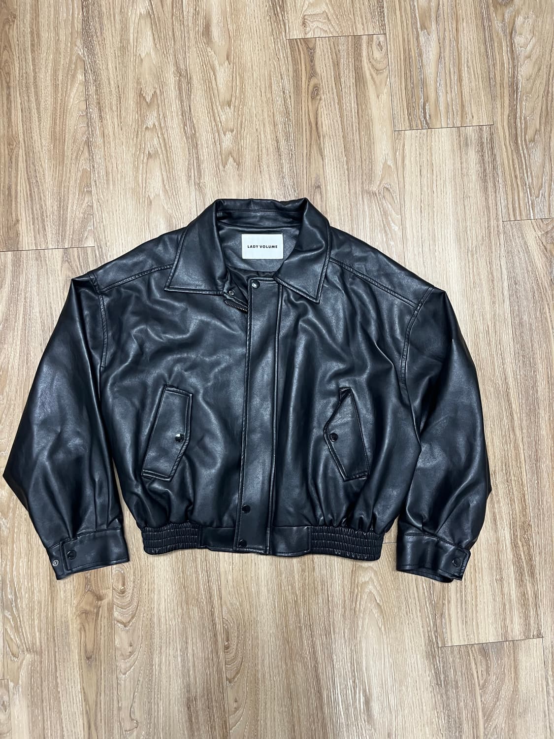 레이디 볼륨 가죽 자켓 상품이미지1