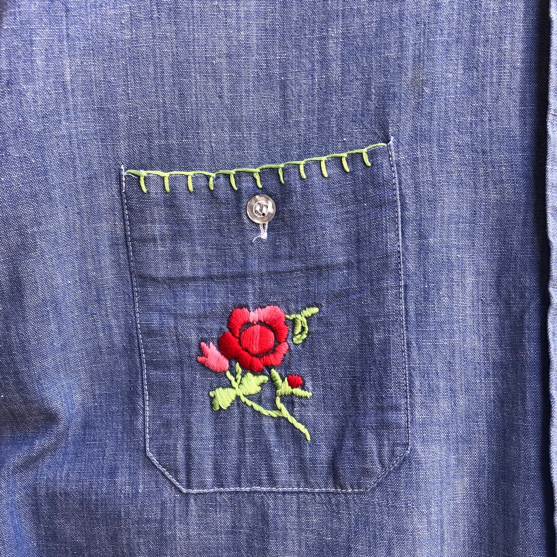 70s/80s vintage chambray shirt-L 상품이미지2