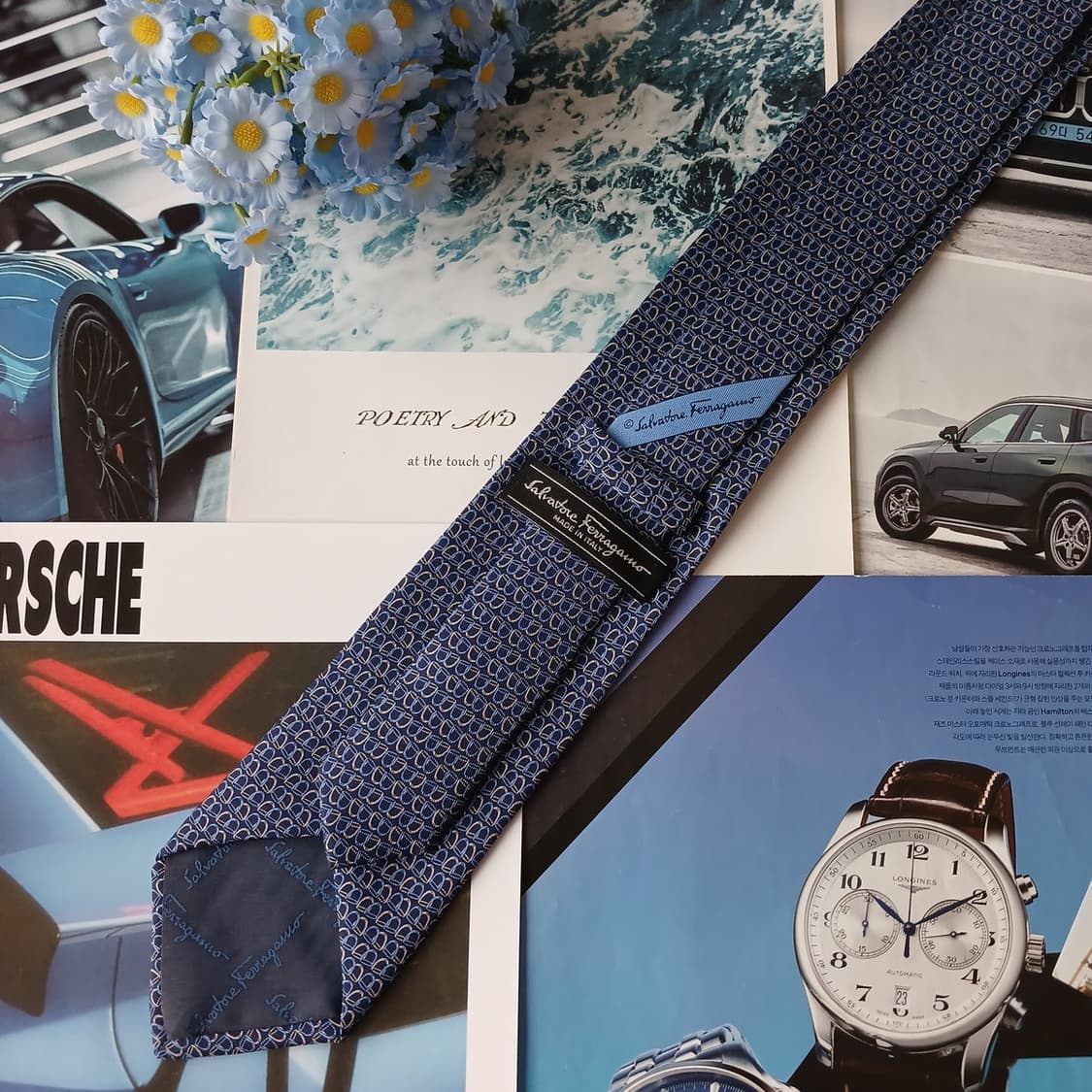 페라가모 실크 블루 간치니 패턴 넥타이 8cm A+등급 A19396
 상품이미지6