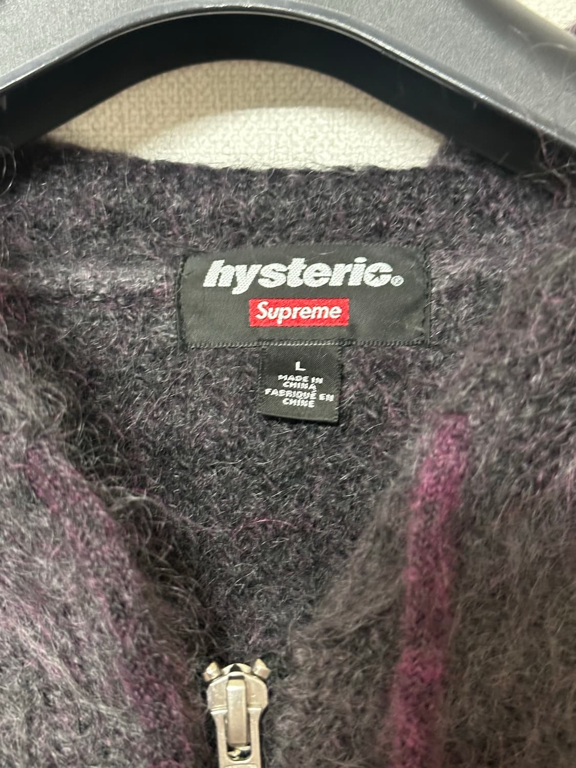 히스테릭글래머 x 슈프림 모헤어 후드집업 L 상품이미지2