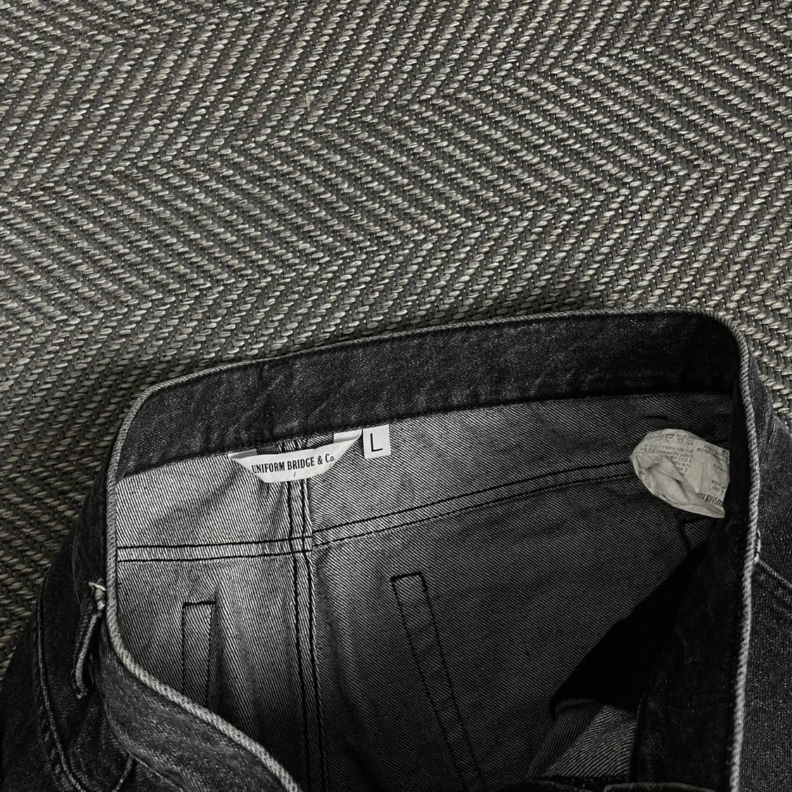 유니폼 브릿지 원턱 와이드 워시드 흑청 팬츠y 4889 상품이미지6