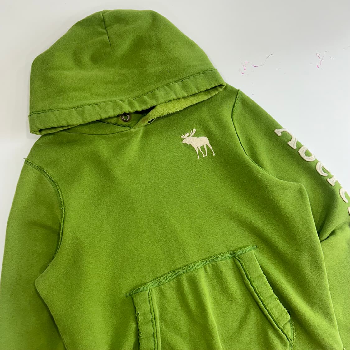 Abercrombie 아베크롬비 사이드로고 그린 후드티 상품이미지5