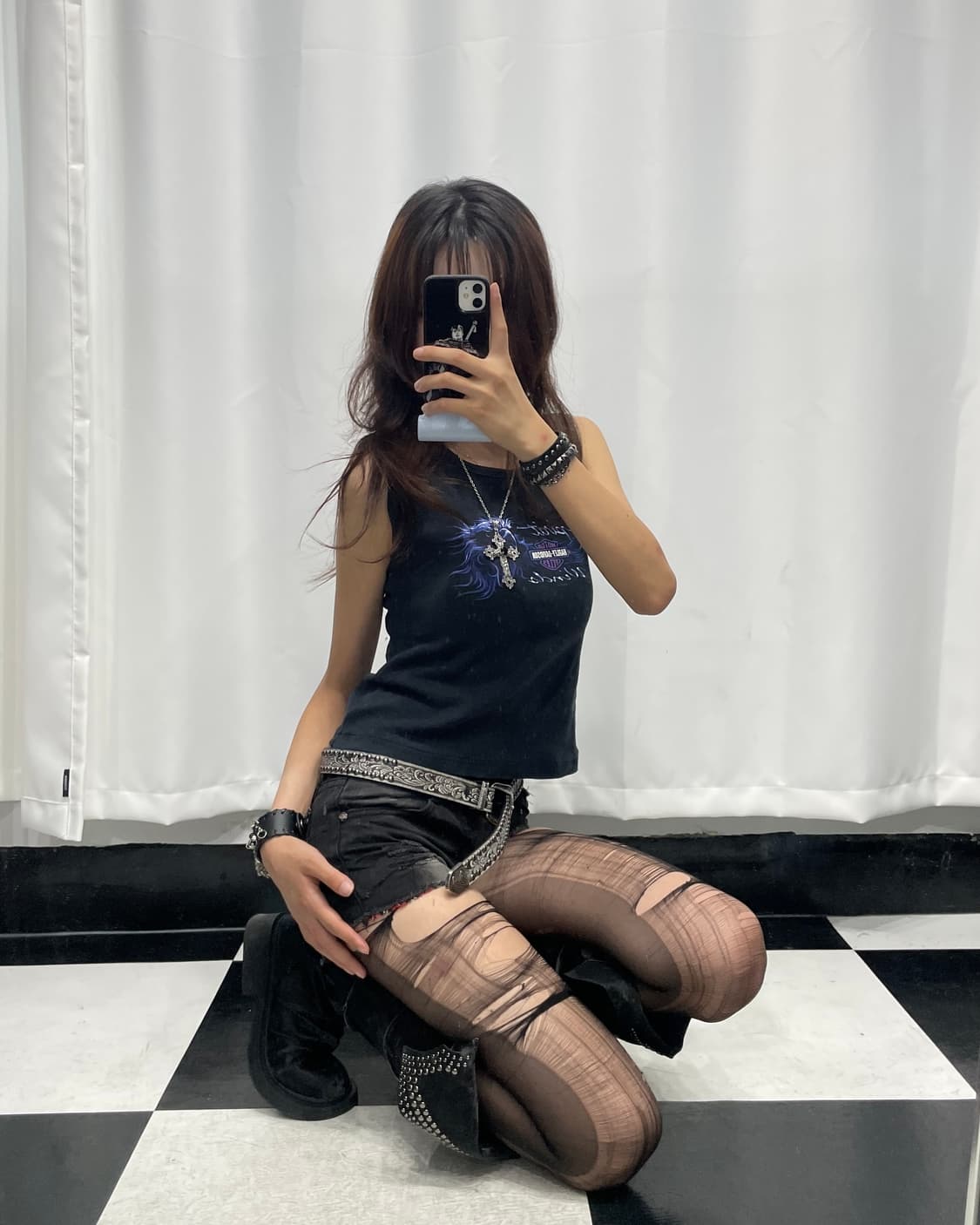 🎸Harley-Davidson 블랙 프린팅 슬리브리스🎸 상품이미지1