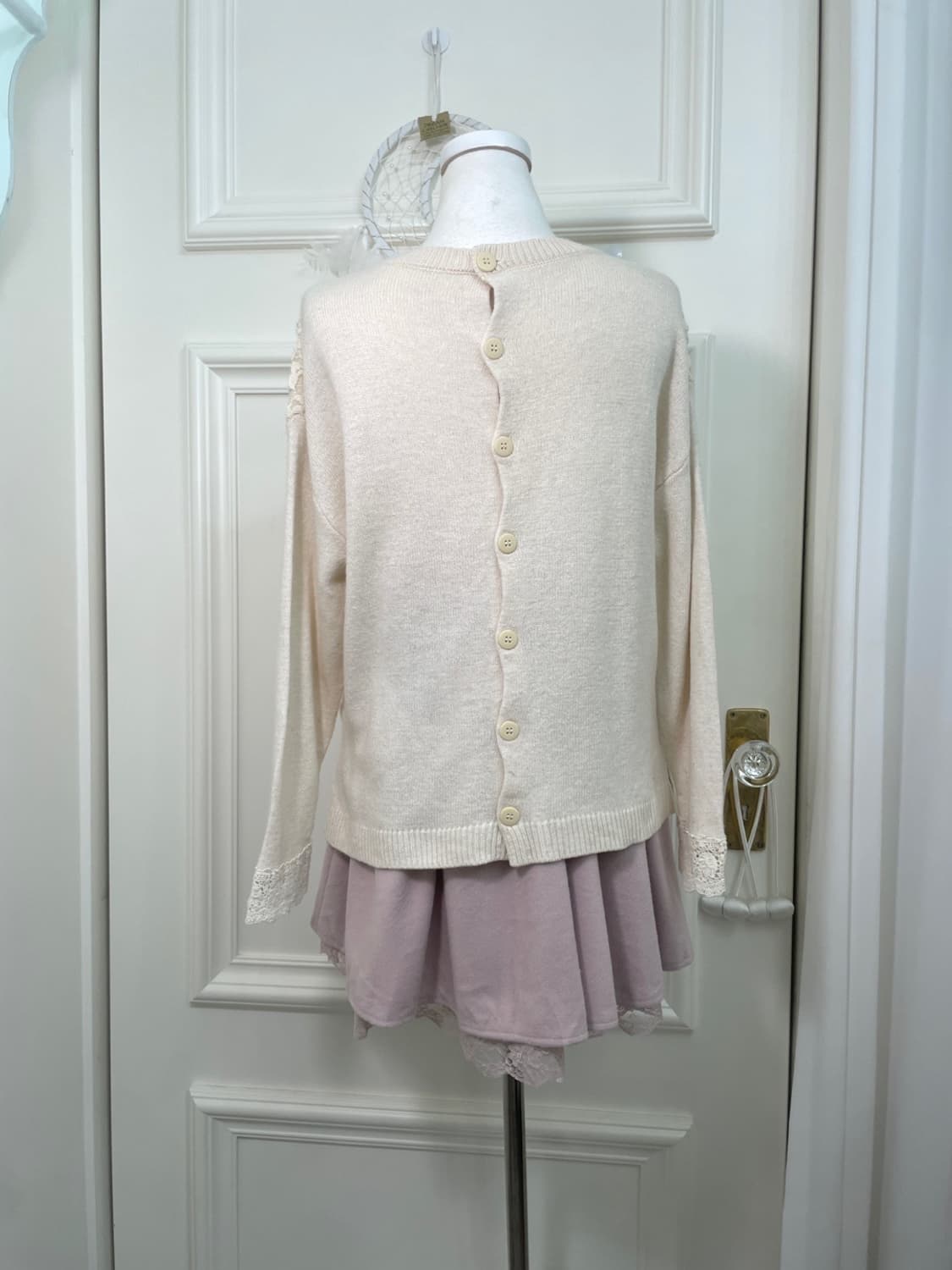 SM2 ivory lace trim sweater(size-F) 상품이미지3