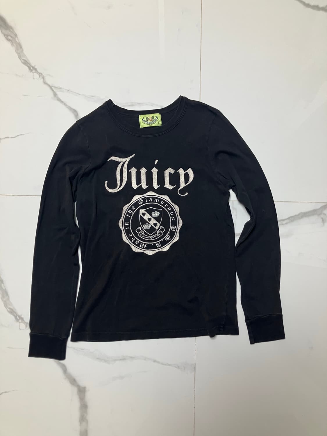 Y2K 쥬시 꾸뛰르 블랙 딱붙핏 쭉티 긴팔 티셔츠 상품이미지1