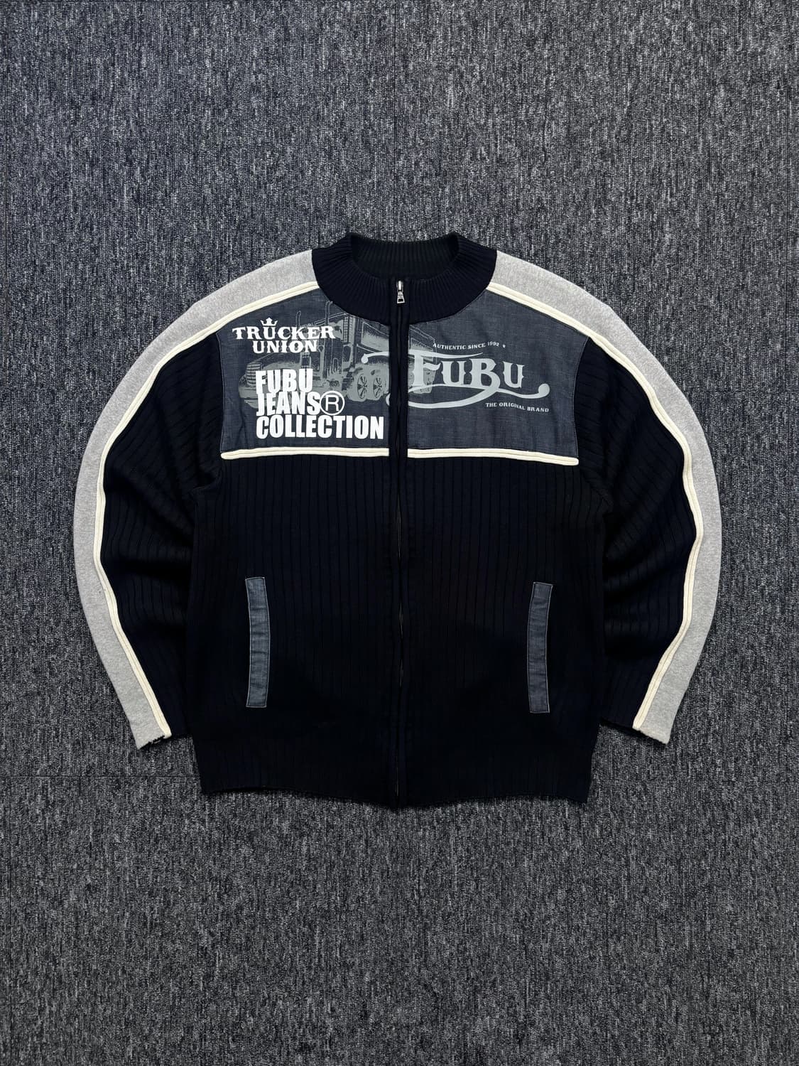 후부 데님 배색 니트 집업 자켓 상품이미지3