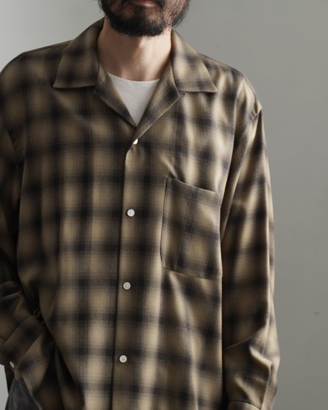 25FW 캡틴선샤인 울 옴브레 오픈칼라 셔츠 5사이즈(42) 상품이미지1