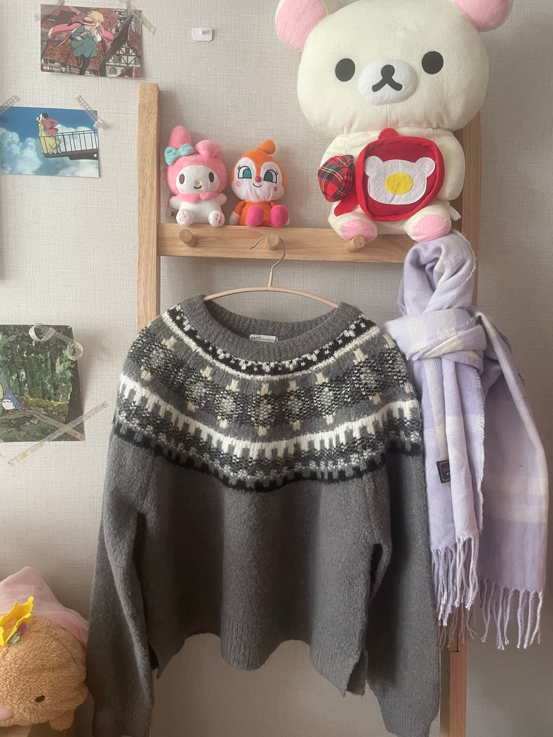 모리걸 빈티지 어스뮤직 곰돌이 니트 🩶🐻 상품이미지1