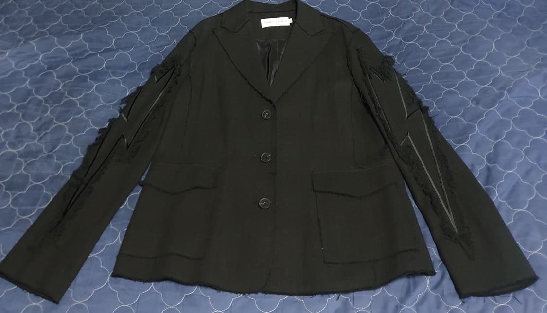 (빈티지) 로켓런치 피크트라펠 트위드 컷오프라인 컷팅 블레이저 (S) 상품이미지1