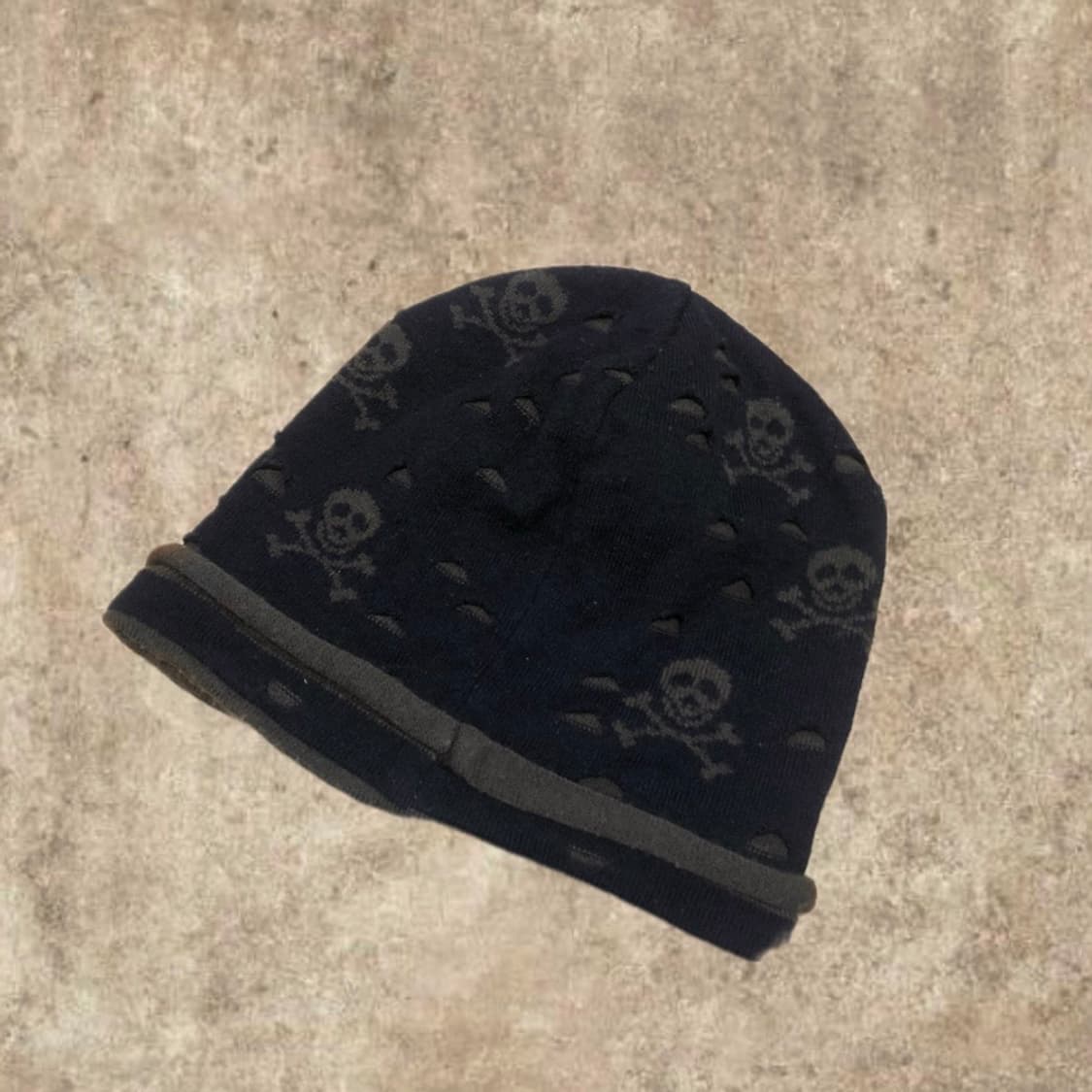 빈티지 스컬 데미지 니트 비니 y2k 펑크 00s 오버핏 상품이미지2