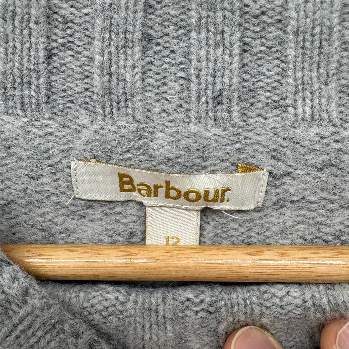 Barbour 케이블 니트 스웨터 그레이 여성 L 상품이미지5