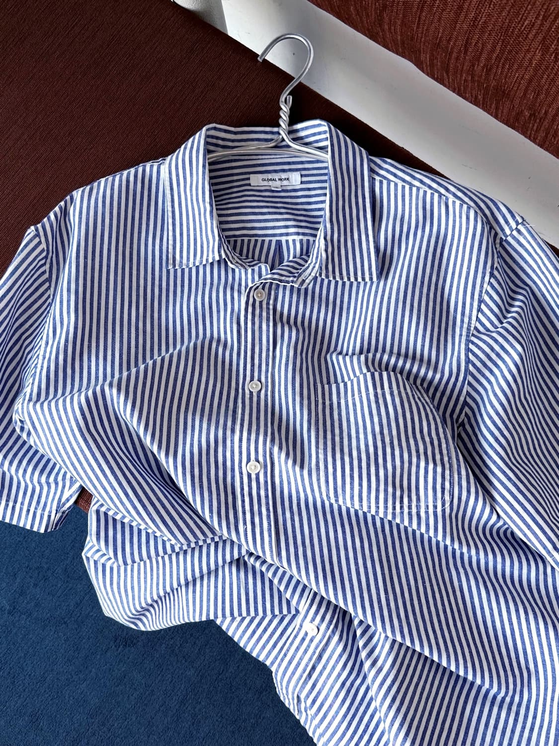 Linen touch natural stripe shirt 상품이미지1