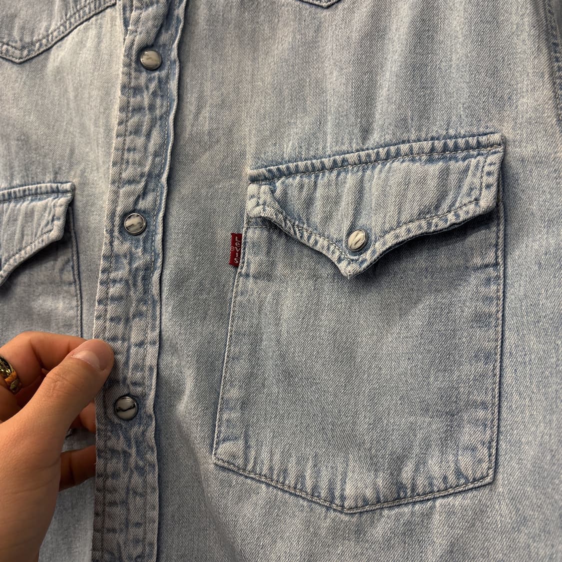 90s 리바이스 그린라벨 스톤스냅 웨스턴 데님셔츠 N1202 상품이미지6