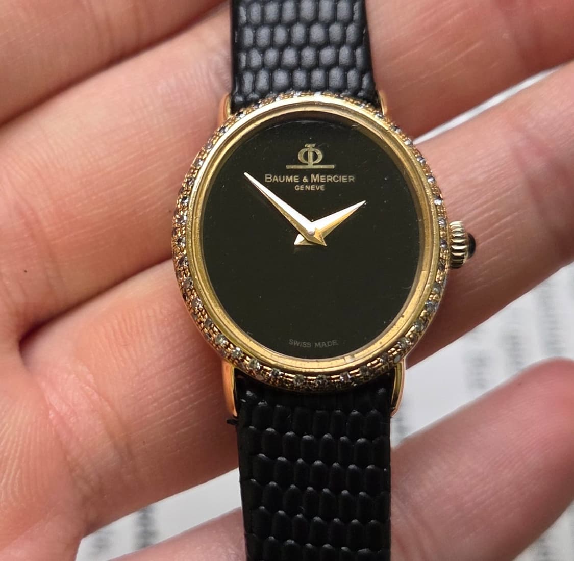 레어] 명품 보메메르시에 엘립스 18K올금통 블랙오닉스판 여성용 상품이미지5