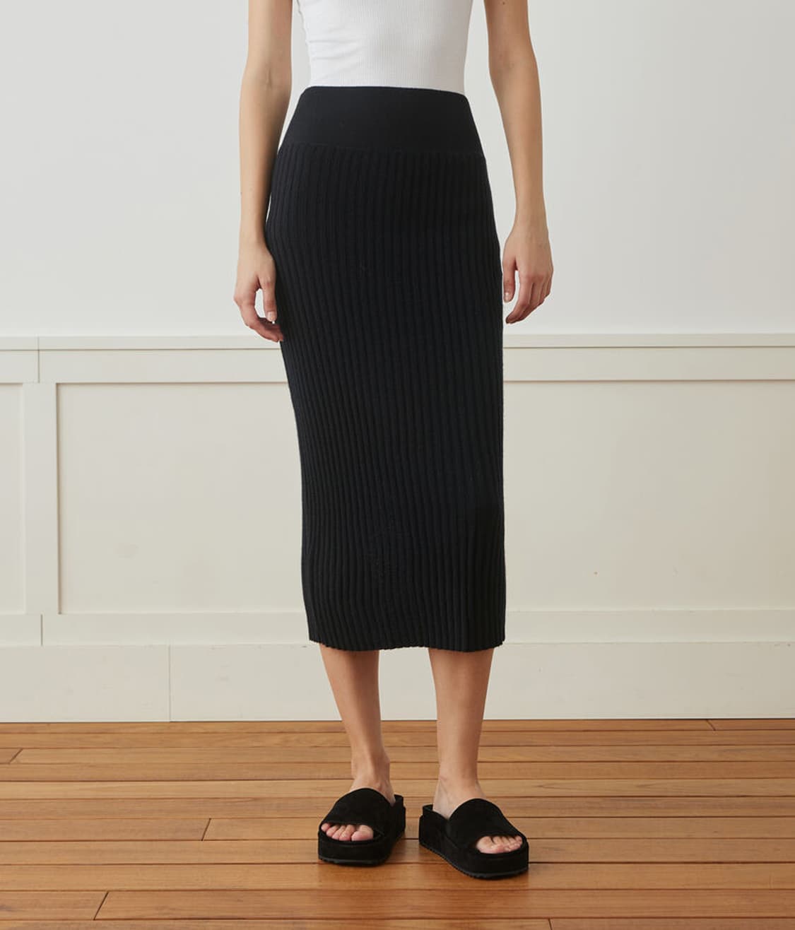 (정품/새상품) 제임스펄스 여성 블랙 캐시미어 립 펜슬 스커트 상품이미지6