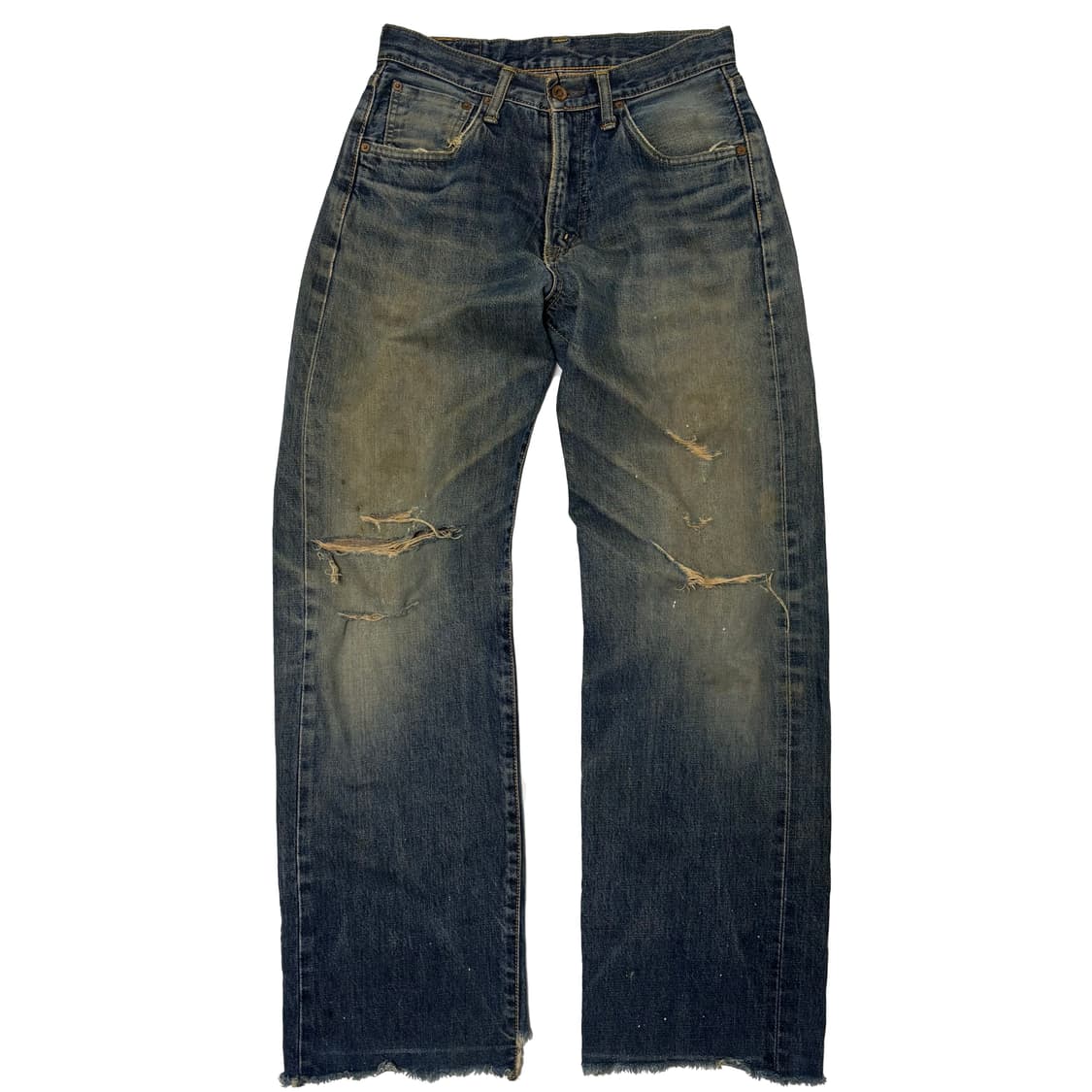 에드윈 505 오렌지 탭 데미지 컷오프 스트레이트 데님 팬츠 상품이미지1