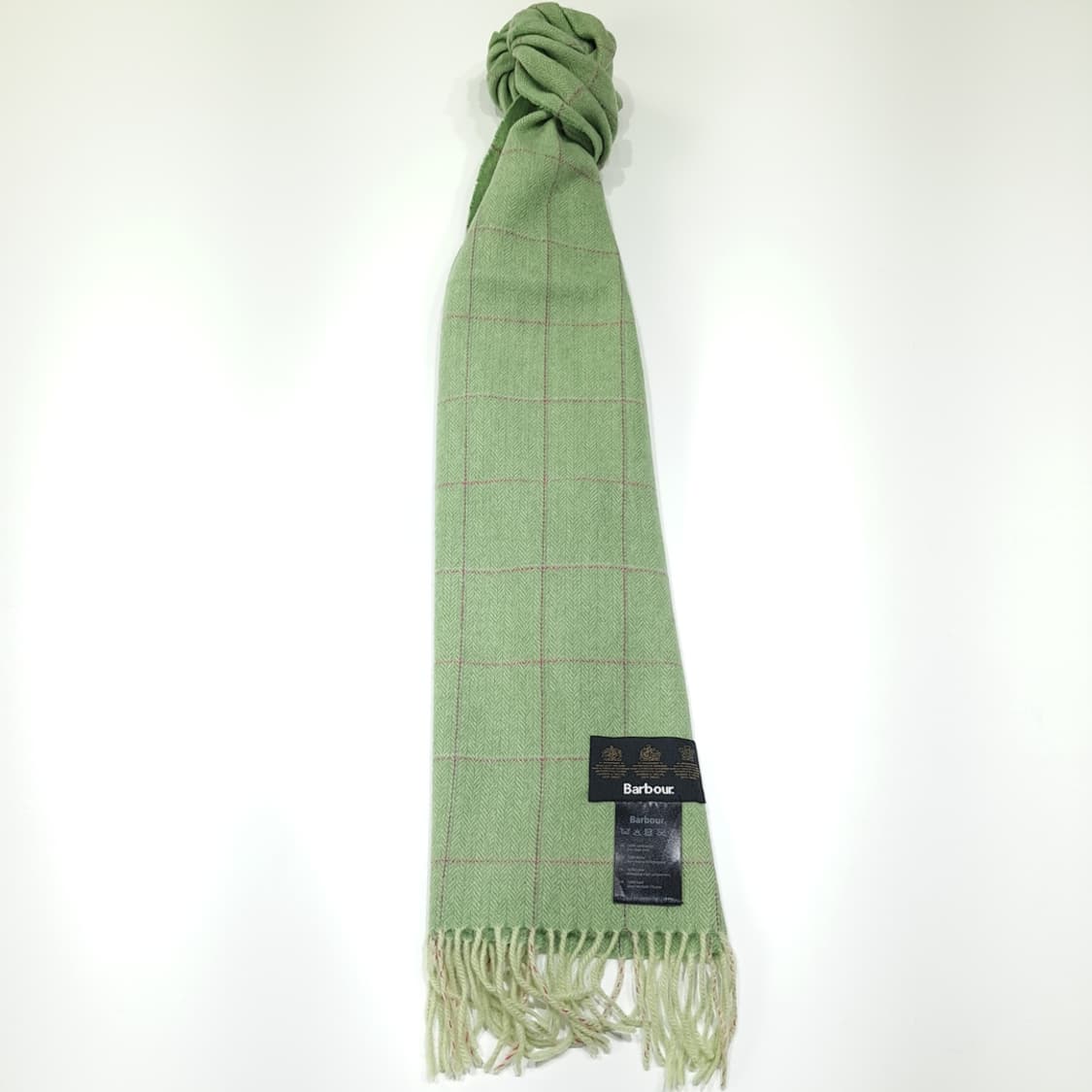 MX602 바버 90s 램스울 헤링본체크 그린 머플러 목도리 상품이미지3