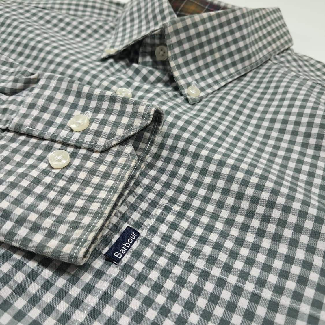 CL939 M 바버 테일러드핏 세이지그린 마이크로체크 셔츠 상품이미지4
