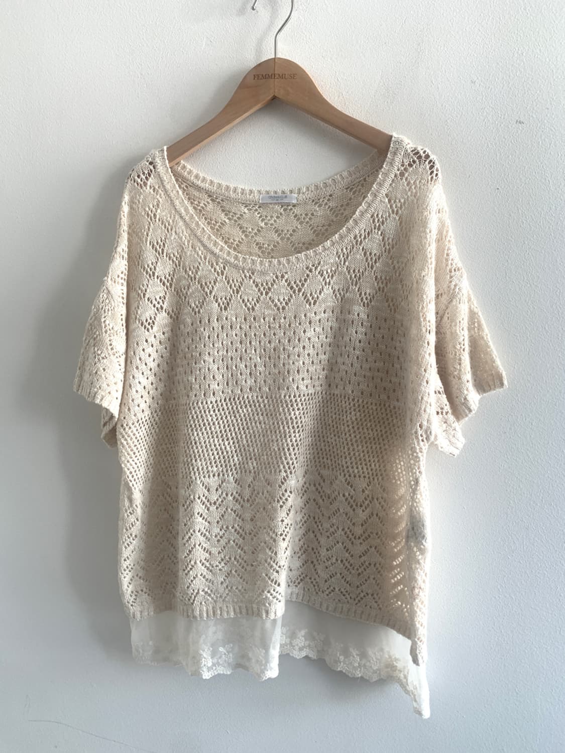 Punching u neck lace knit 상품이미지2