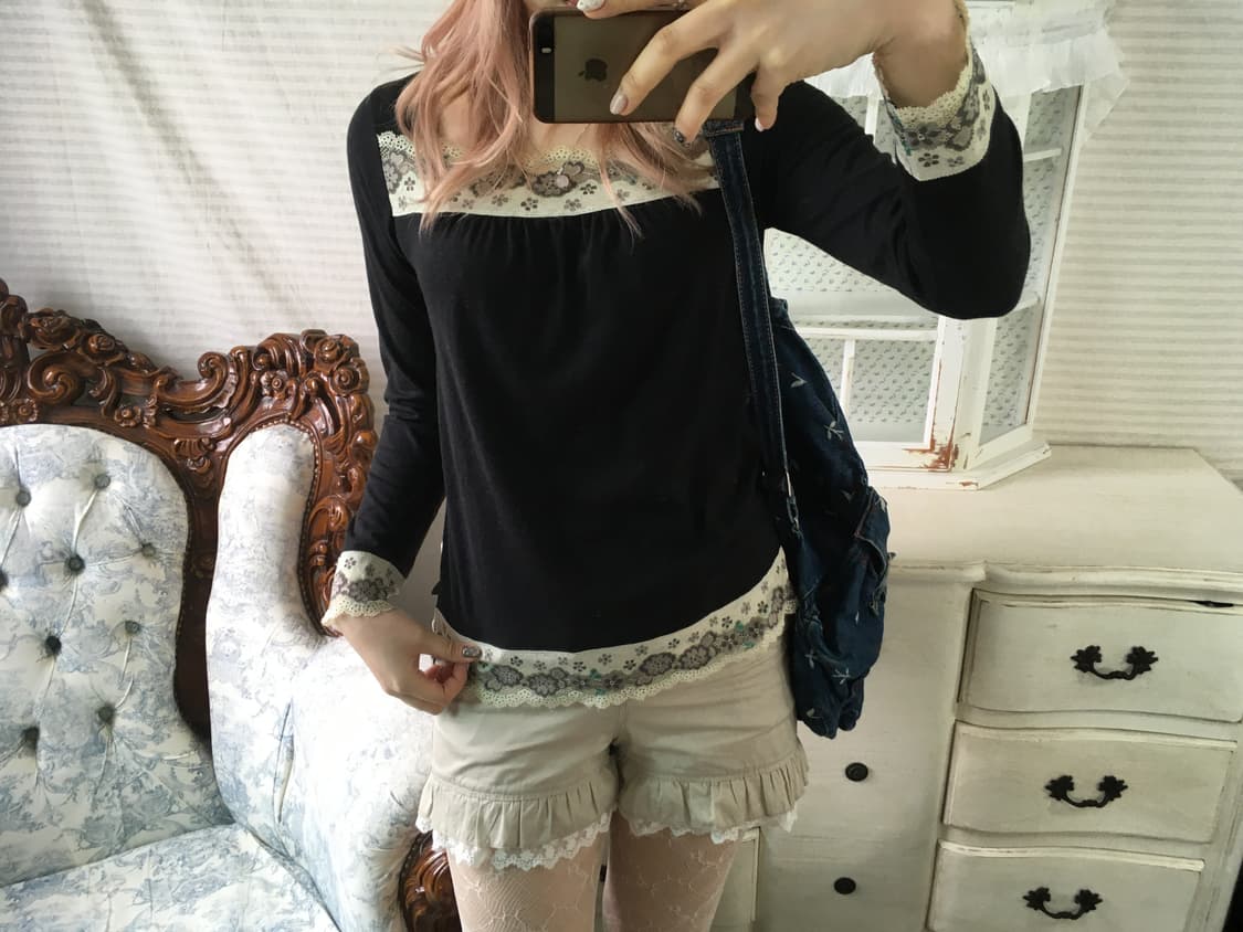 일본빈티지 모리 레이스 롱슬리브 상품이미지3