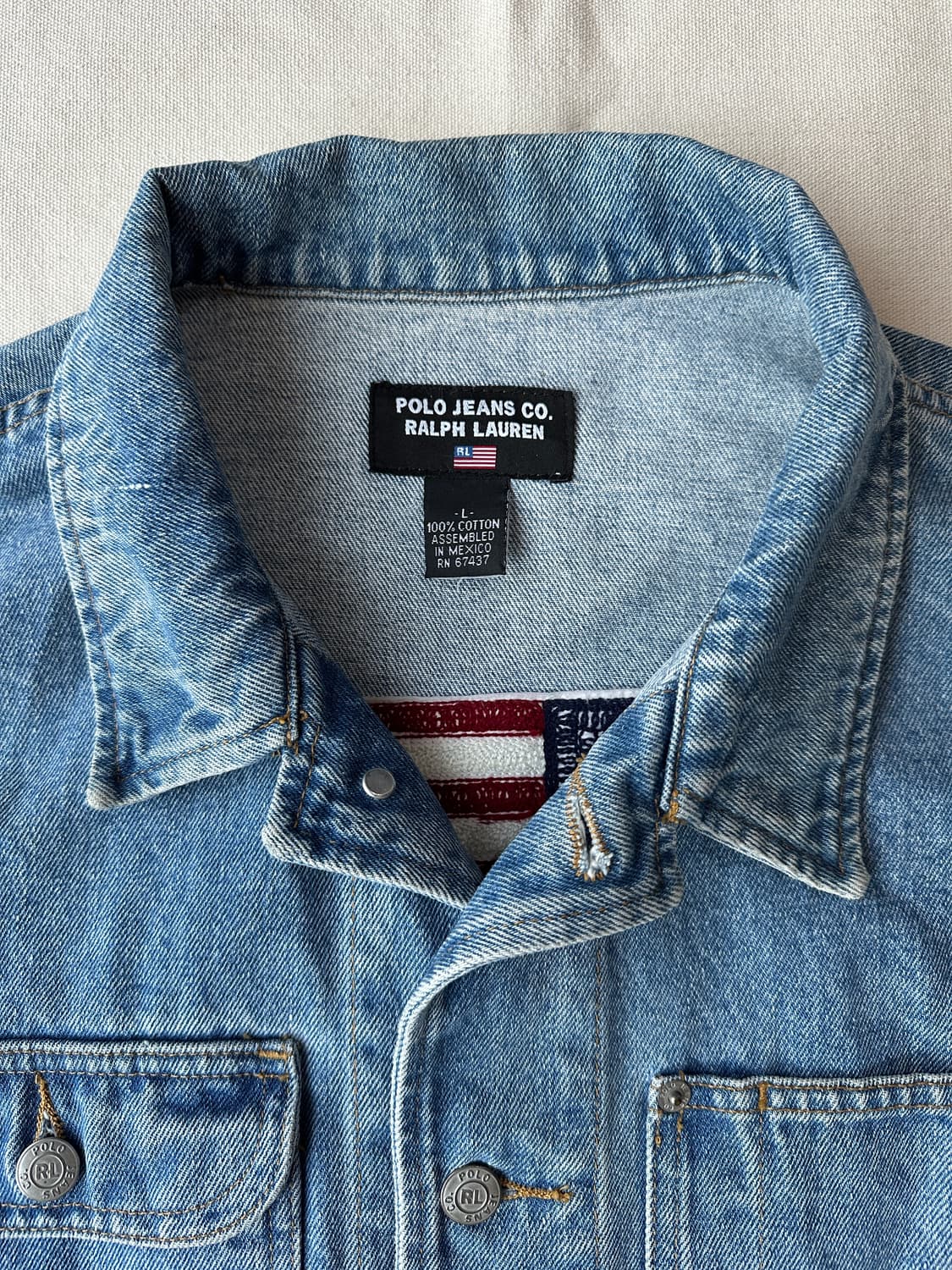 폴로 진스 랄프로렌 성조기 크롭 데님자켓 L 상품이미지4