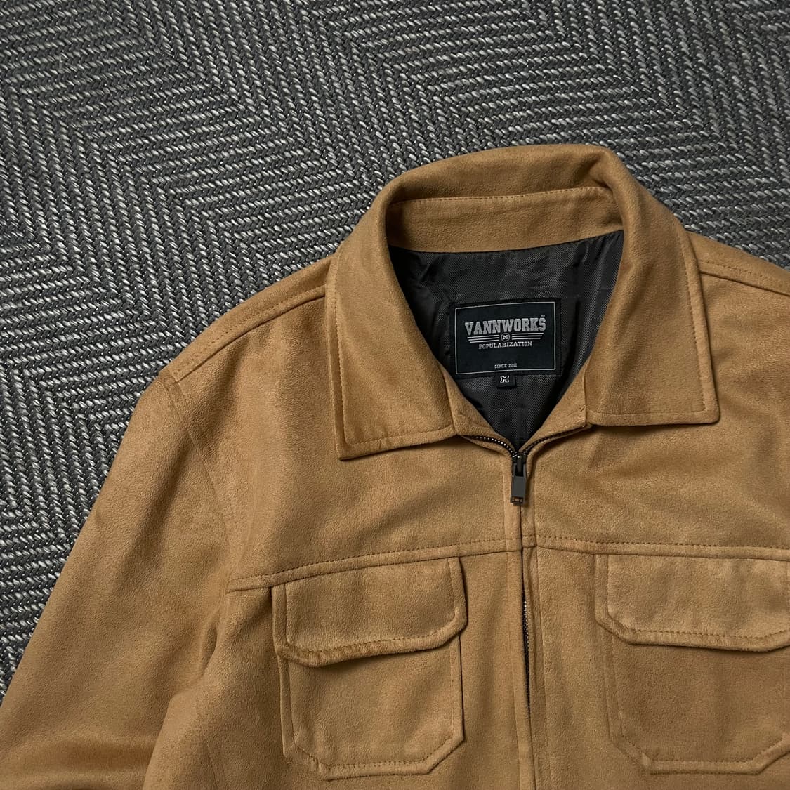 VANNWORKS 미니멀 스웨이드 트러커 자켓 카멜y 4963 상품이미지4
