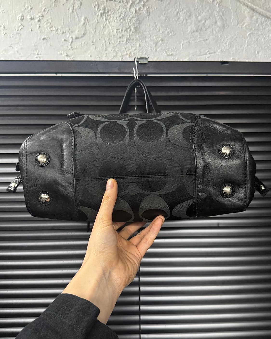 코치 뱀피 파이톤 체인 버클 가죽 캔버스 숄더백 락시크 고스 펑크 갸루 상품이미지7