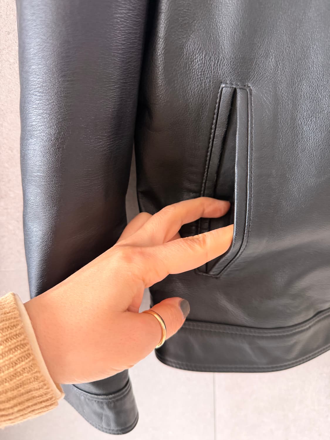 여성 블랙 가죽 자켓 집업 상품이미지3