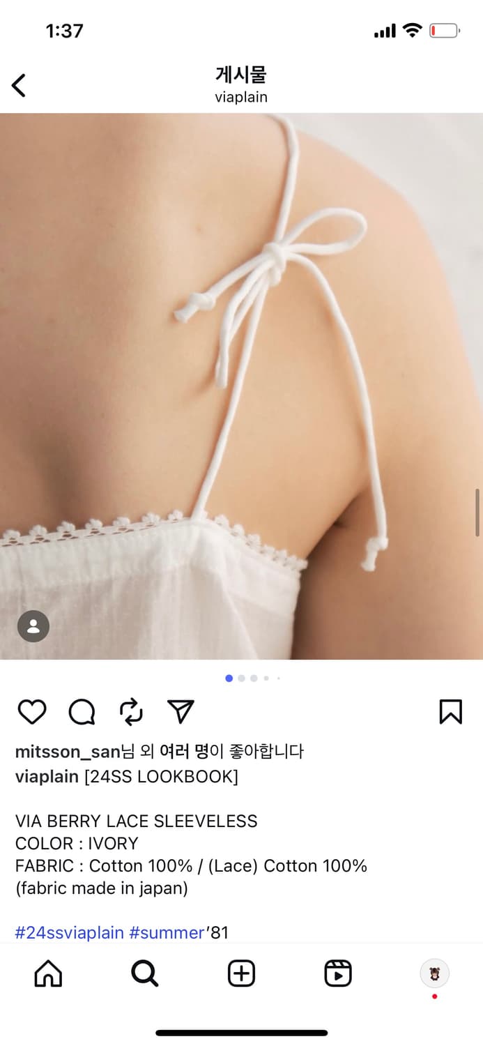 비아플레인 베리 레이스 슬리브리스 상품이미지2